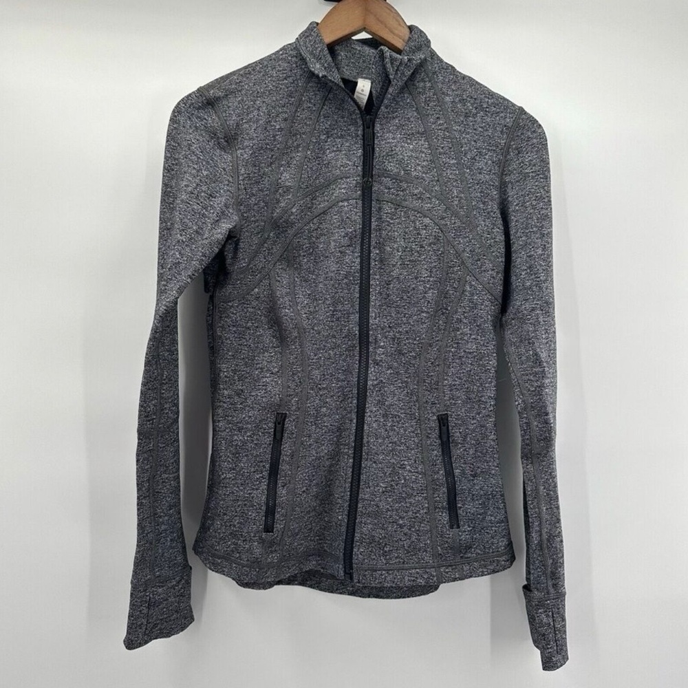 LULULEMON Define Jacket Womens 8 Black Gray Luon Heathered Vented Thumb Holes